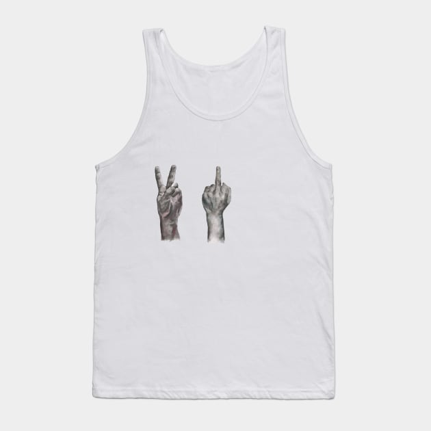 Peace Sign, Middle Finger Tank Top by SophieStockArt